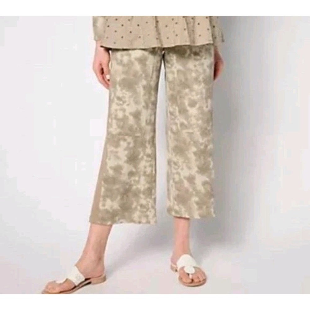 LOGO Life Lori Goldstein Womens Size 1X Waffle Knit Wide Leg Pants Stretch Brown